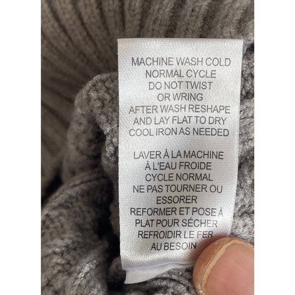 Elie. Tahari Women's Gray Cable Knit Turtleneck Sweater Sz L Balloon Slvs Cozy - Picture 11 of 11